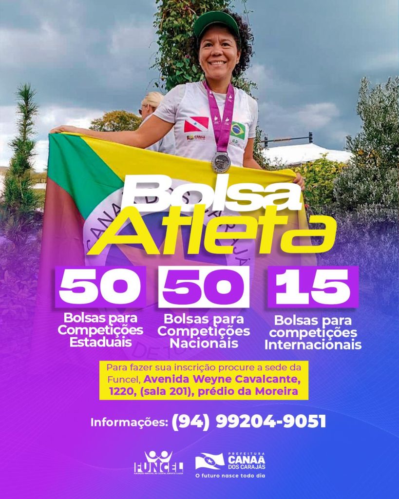 Inscrições para Bolsa Atleta estão abertas em Canaã dos Carajás; saiba mais.