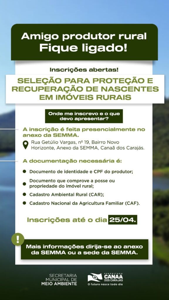 Canaã dos Carajás protege o futuro com recuperação de nascentes!