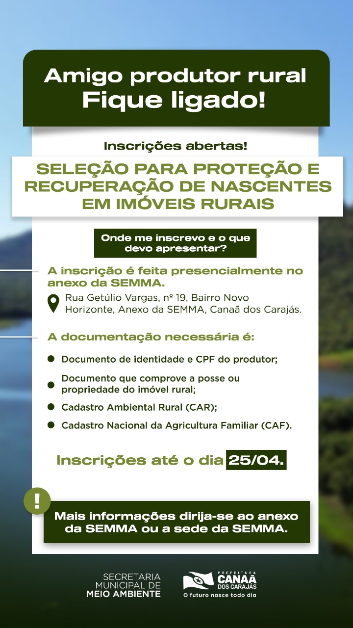 Canaã dos Carajás protege o futuro com recuperação de nascentes!
