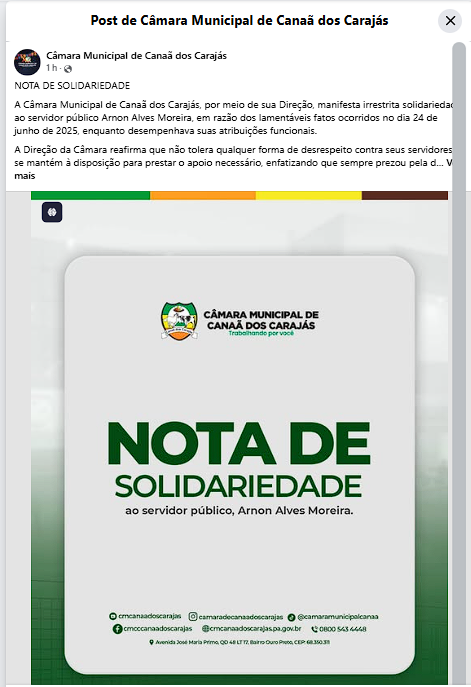 Servidor do Legislativo foi agredido por esposo da vereadora, professora, Elenjusse Martins-MDB de Canaã dos Carajás-PA