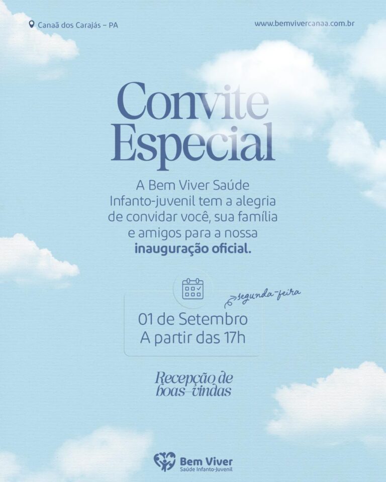 É com muita alegria que convidamos você para a inauguração da Bem Viver Saúde Infanto-juvenil 🩵