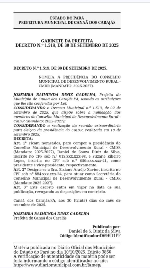Decreto Municipal nº 1.513/2025